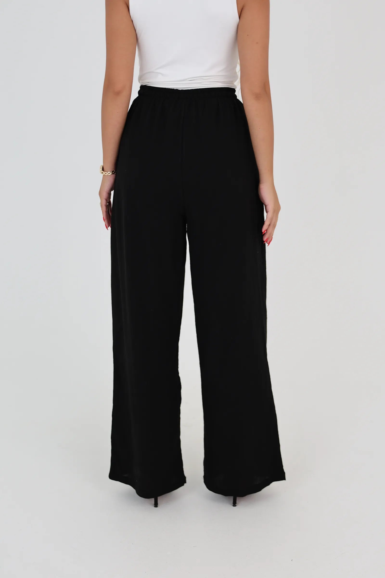 Pantallona linen elastic waist