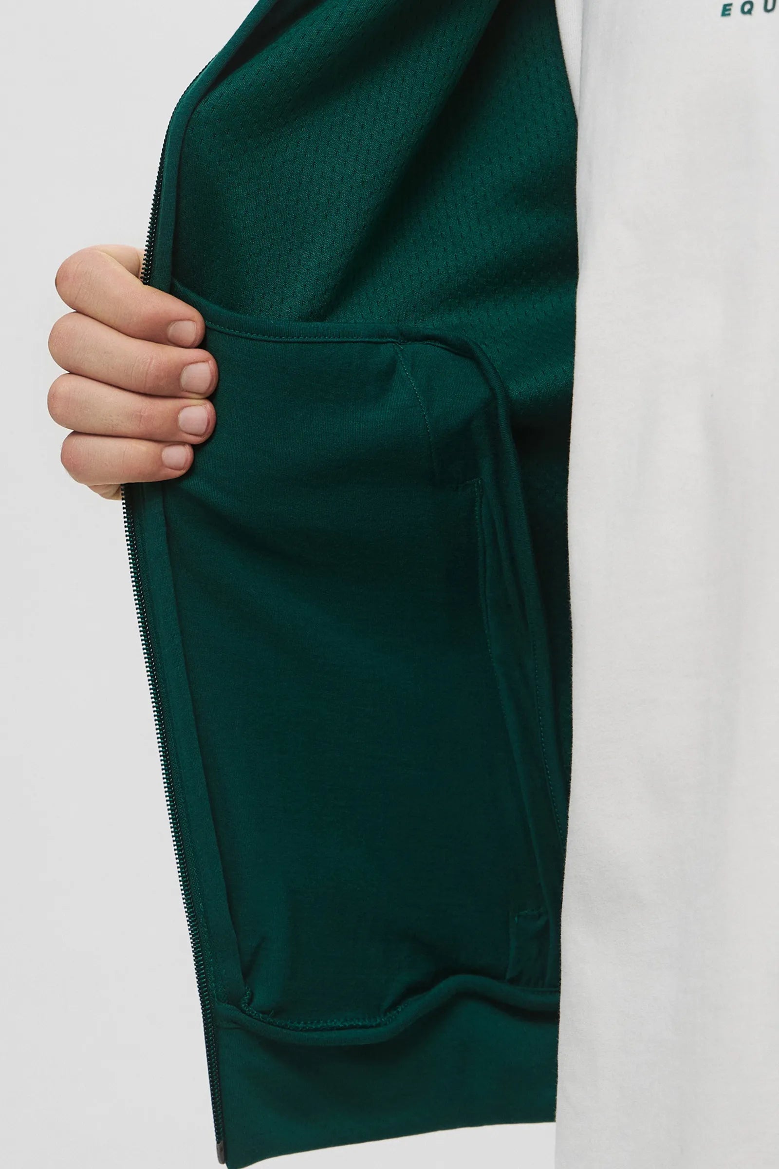 DUKS ADIDAS SPORTSWEAR ATHLETIC ZIP UP HOODIE Z.N.E IN EMERALD