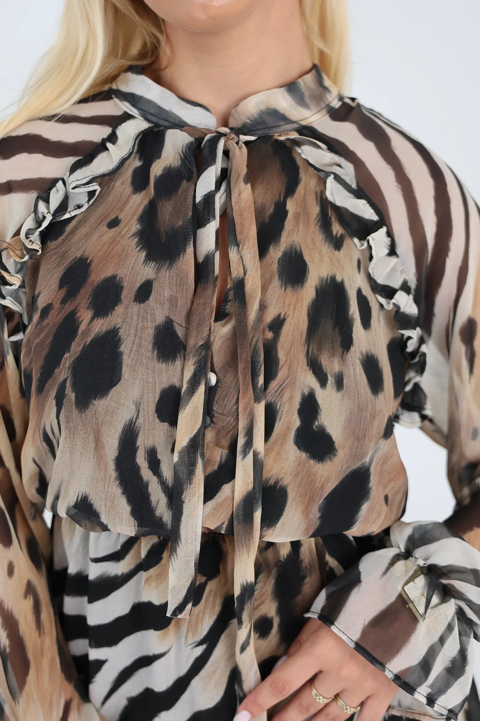 Fustan leopard zebra print