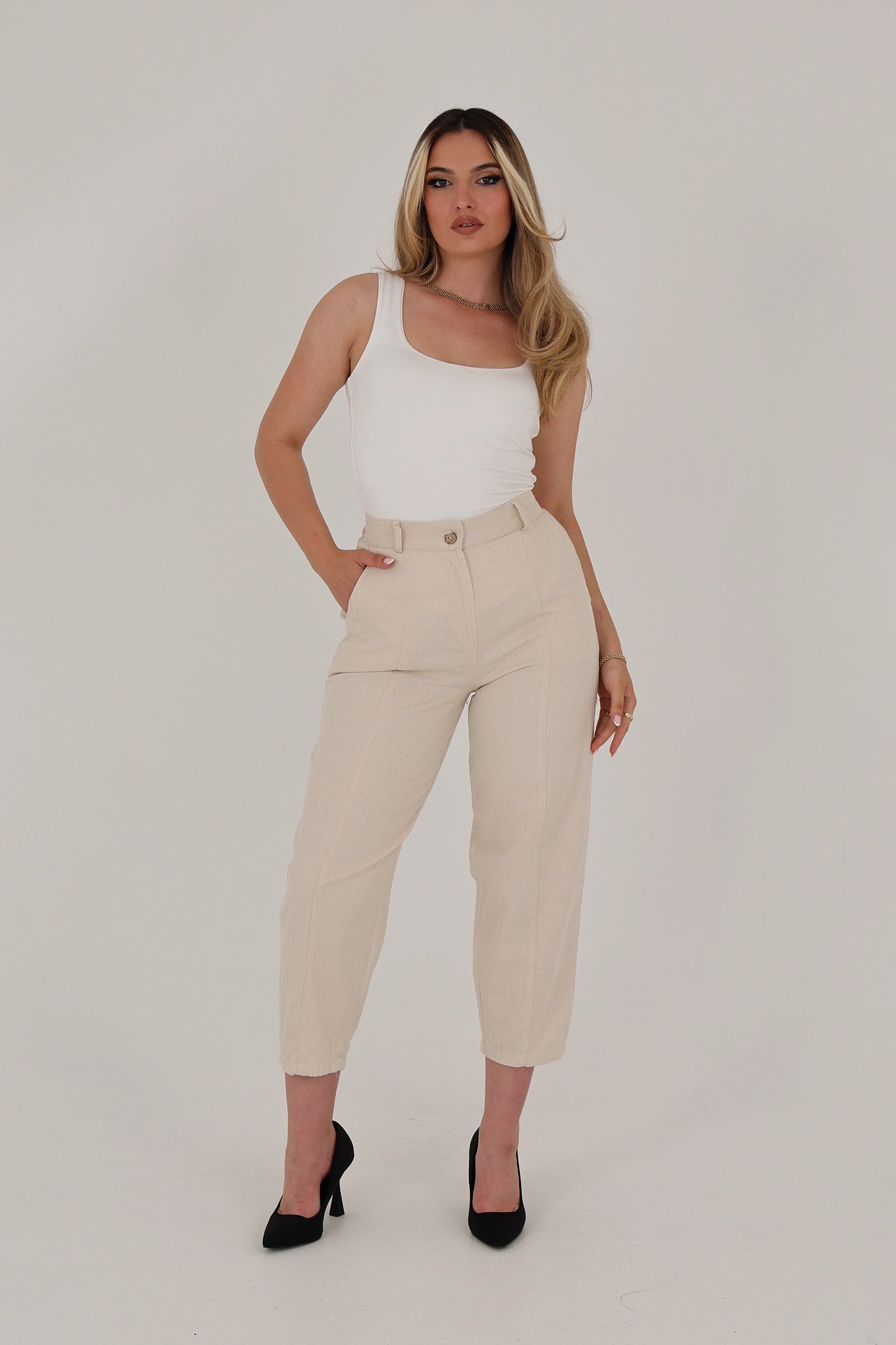 Pantallona ankle linen