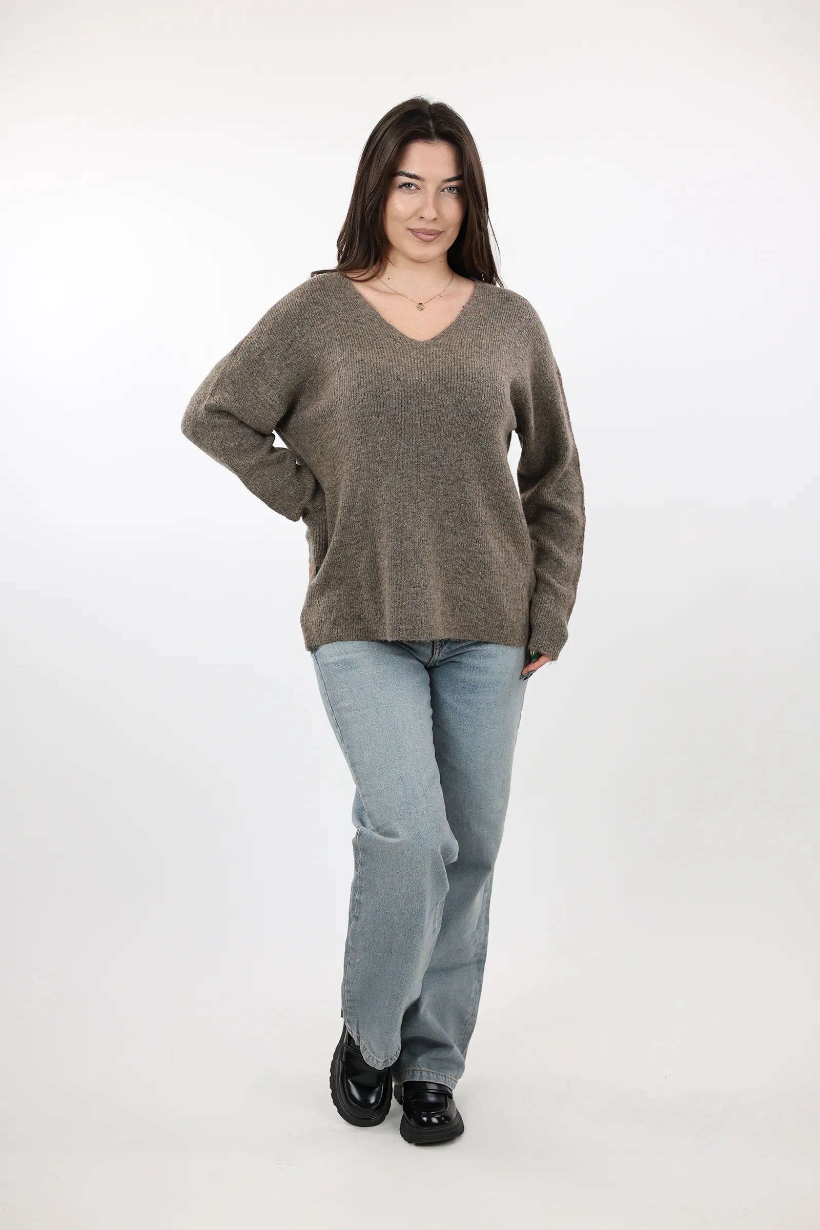 XHEMPER Deep V Knit