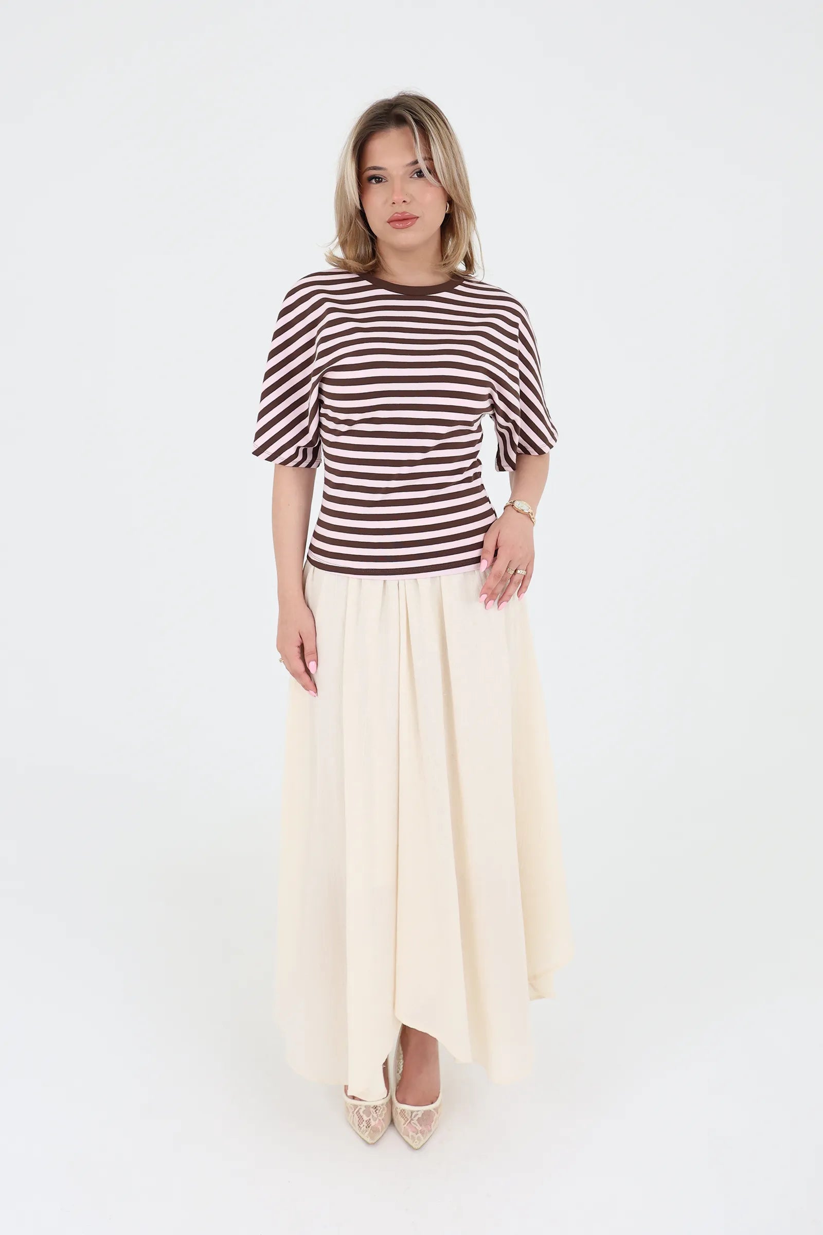 Maice pink brown striped