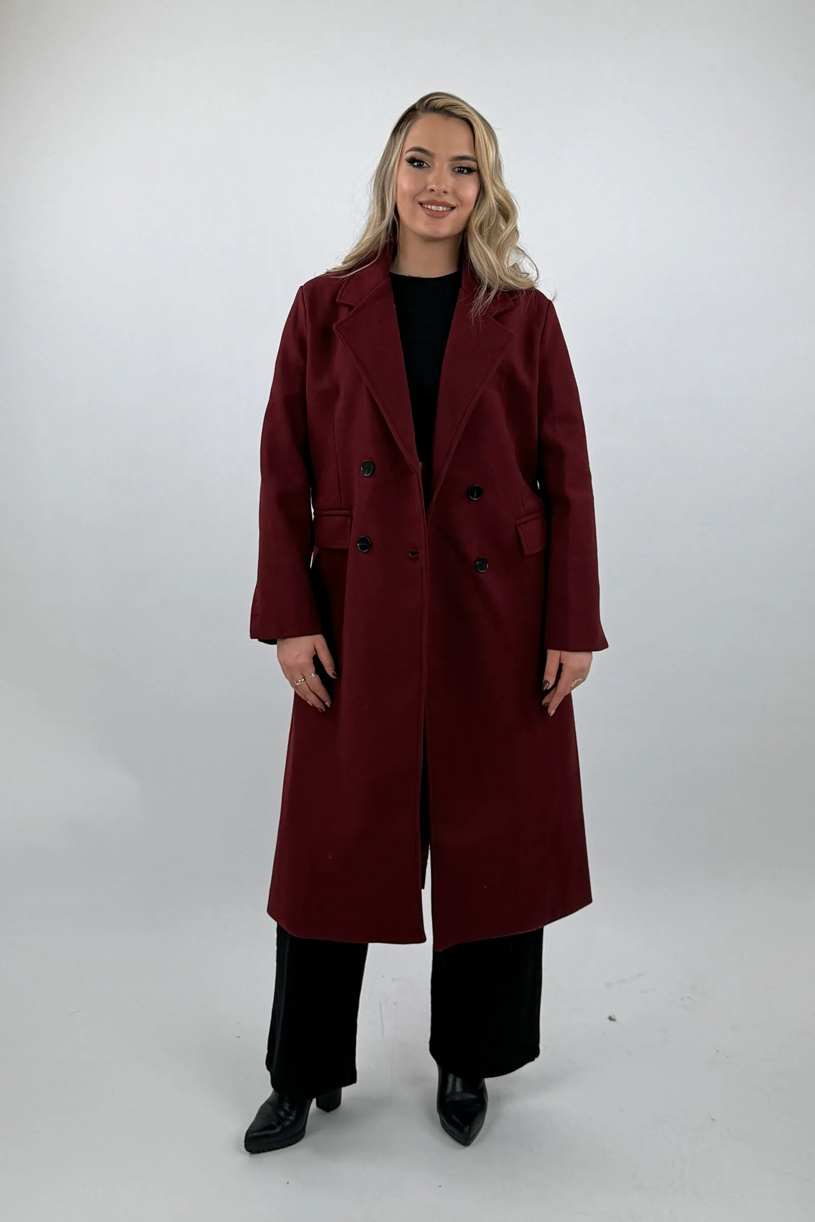 Pallto wool look midi