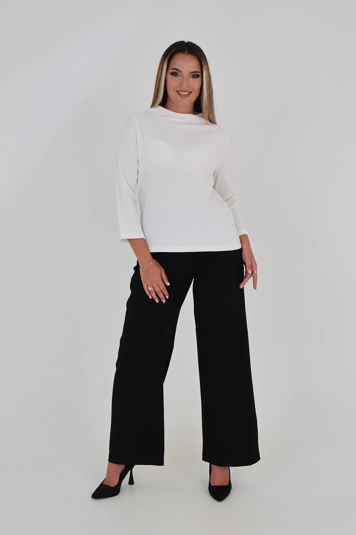 Bluze ribbed mock neck