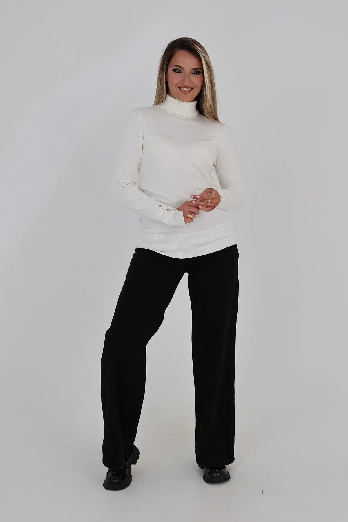 Rrollke mock neck top