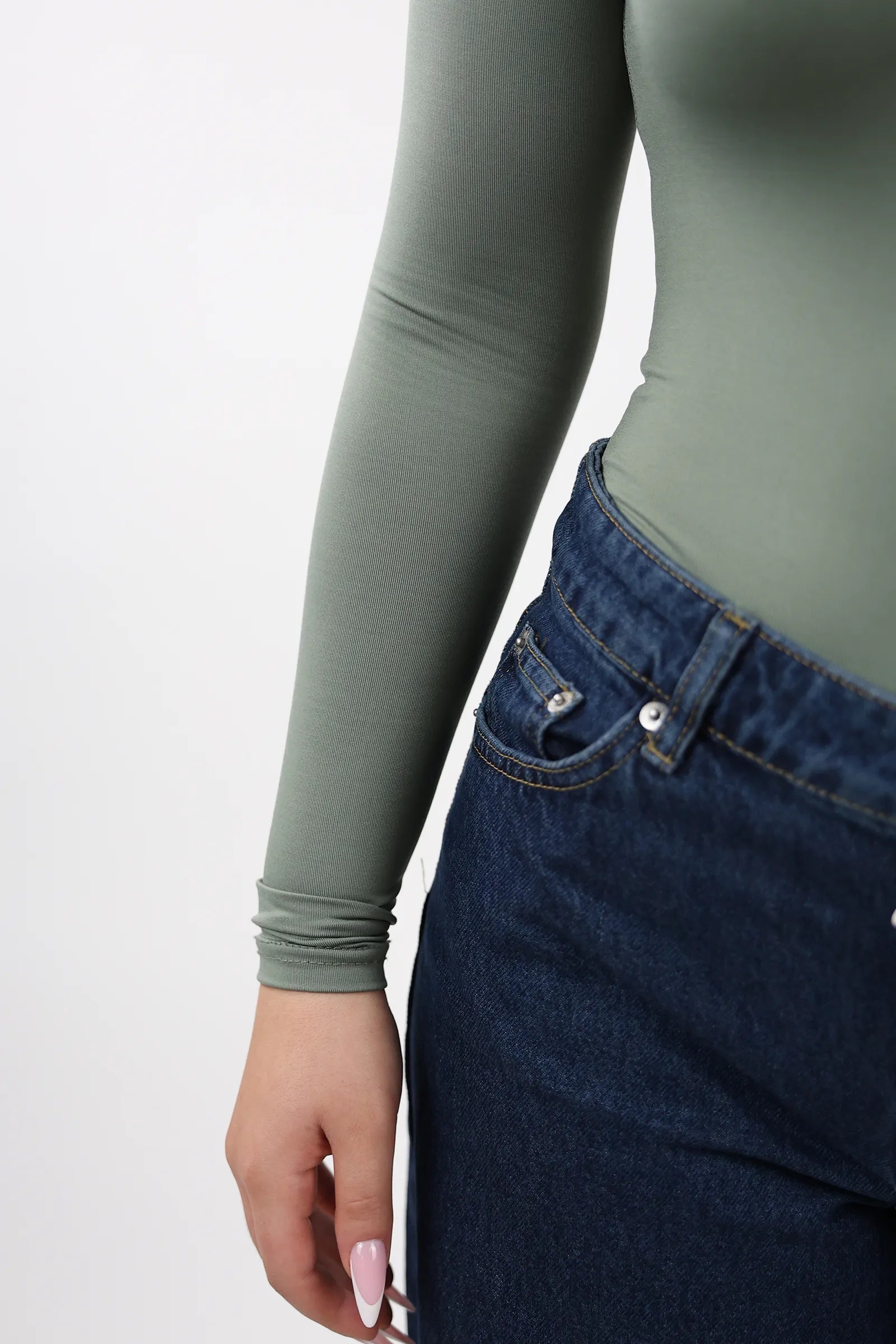 BLUZË GREEN MOCK NECK