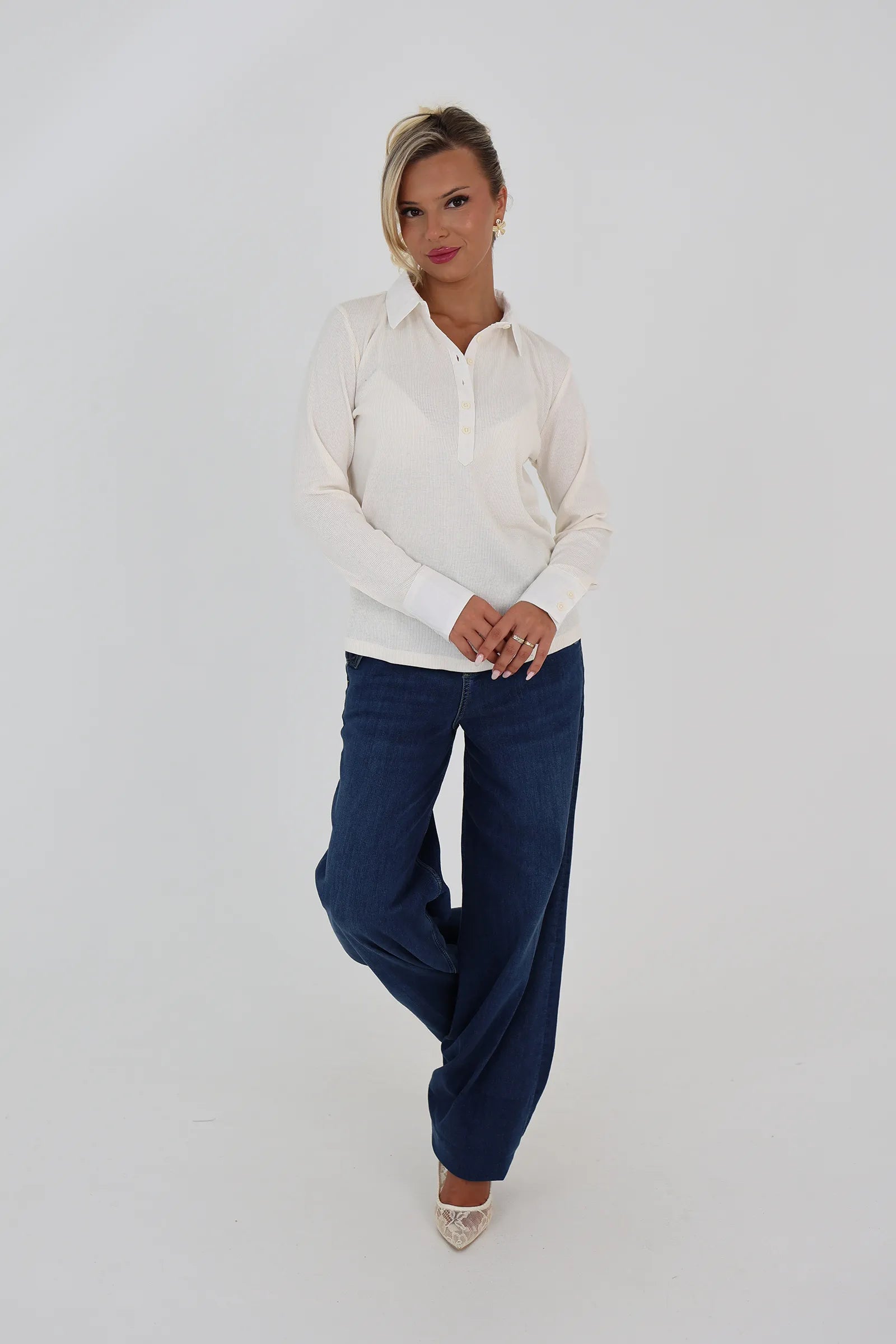 Bluze sheer pointelle
