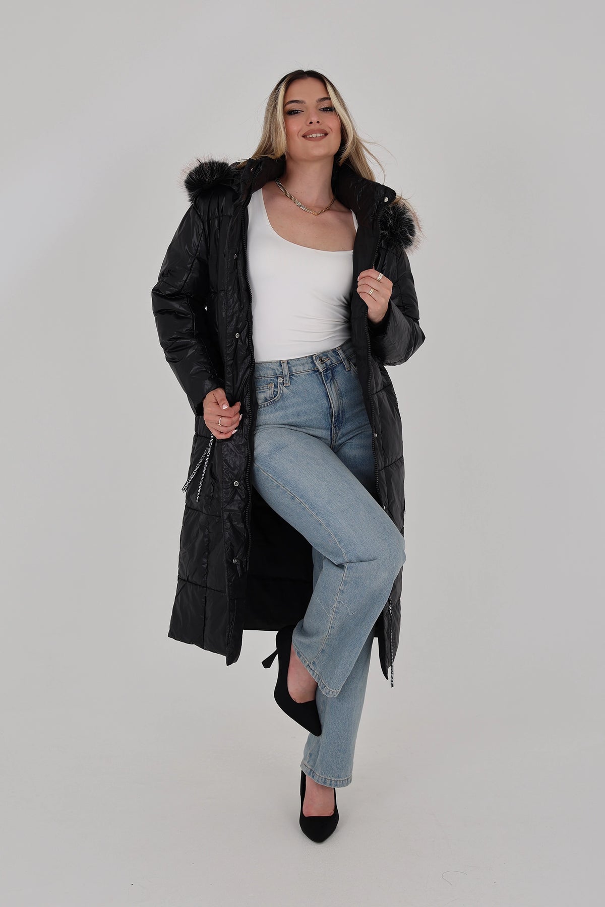 Jakne long black puffer