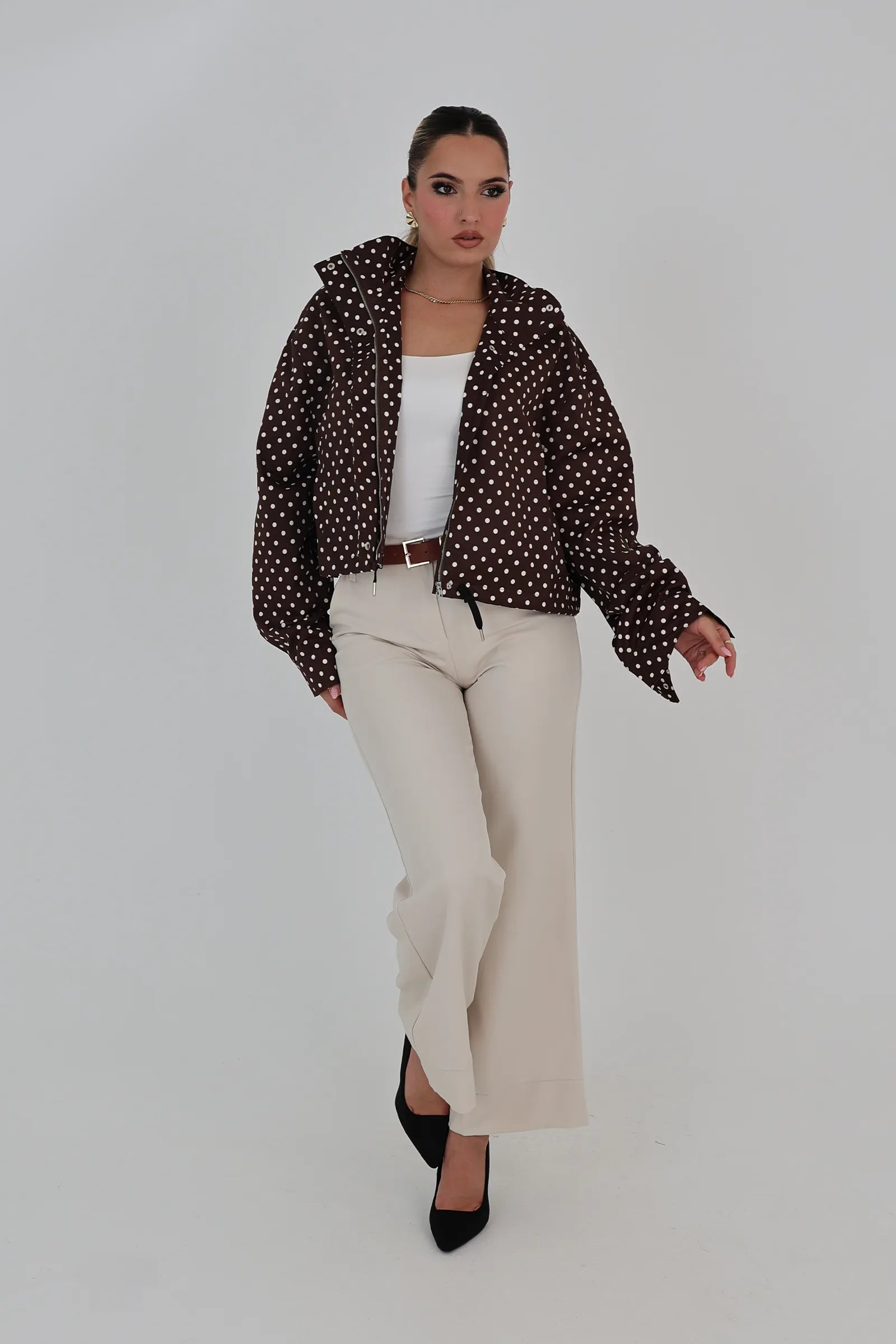 Jakne brown crop coat