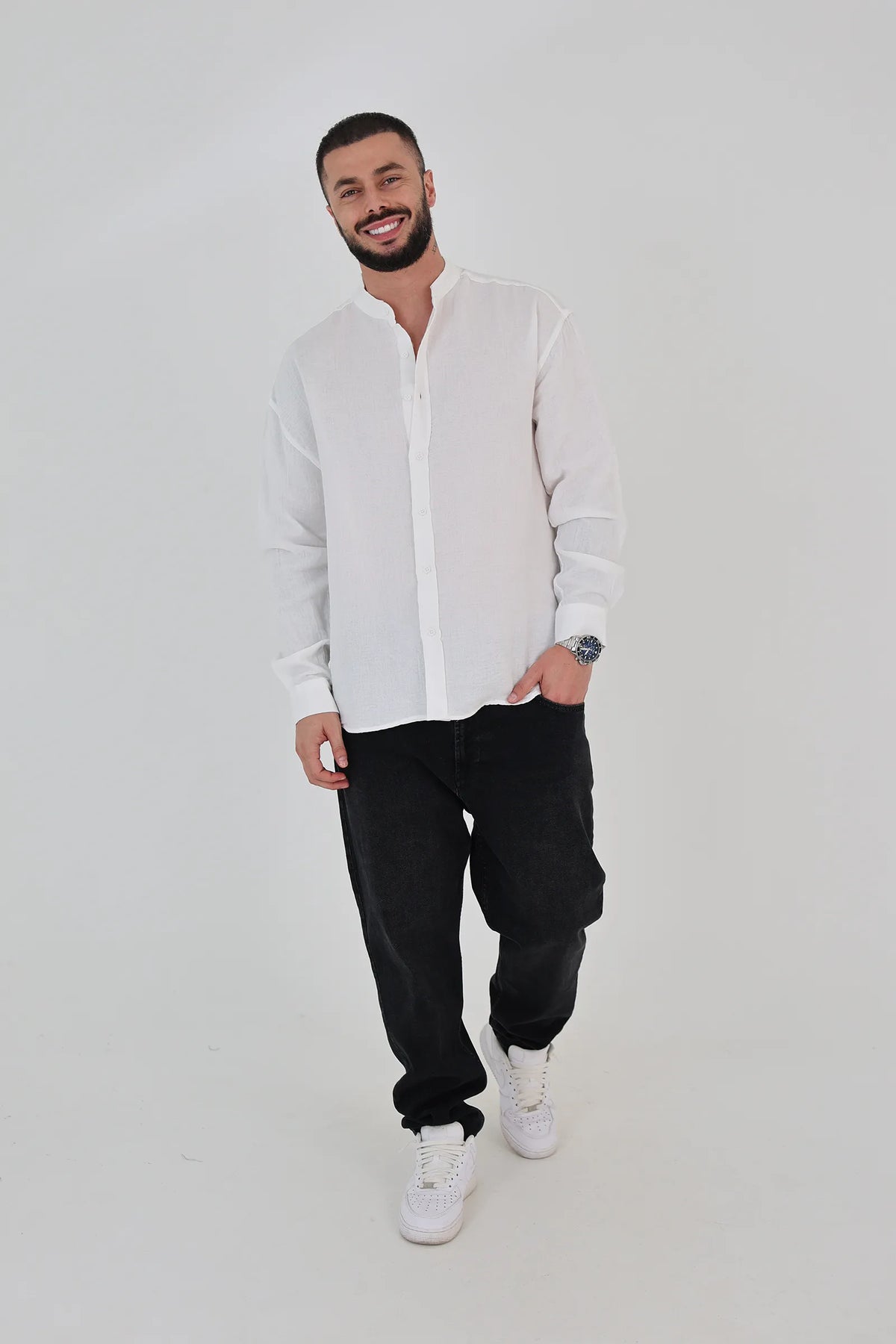 Kemishe mandarin collar