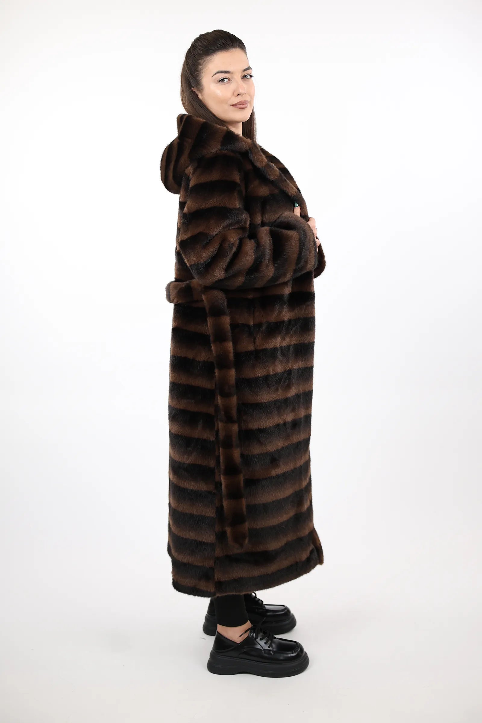 JAKNE  Striped Overcoat