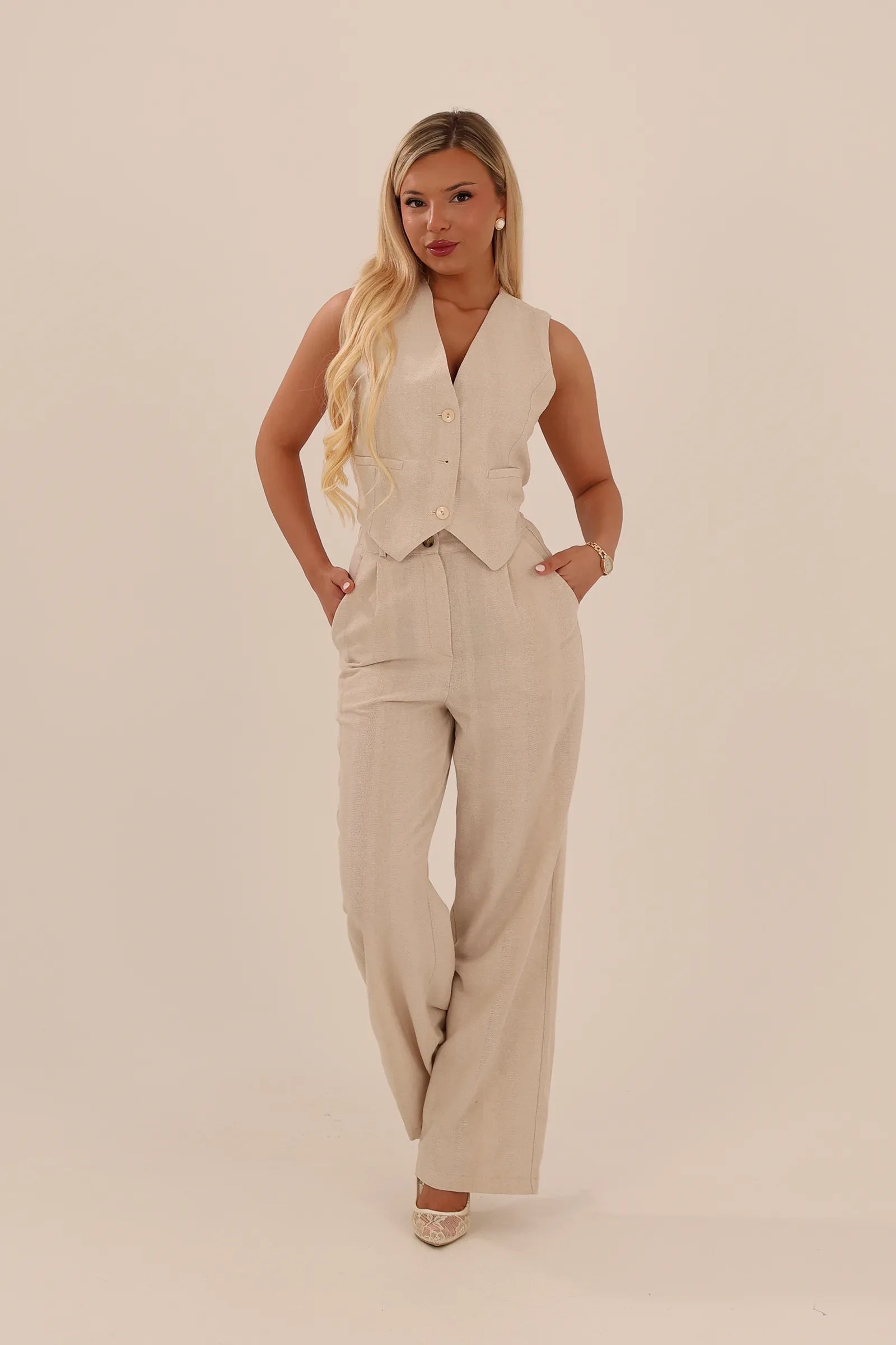 Pantallona high waisted linen