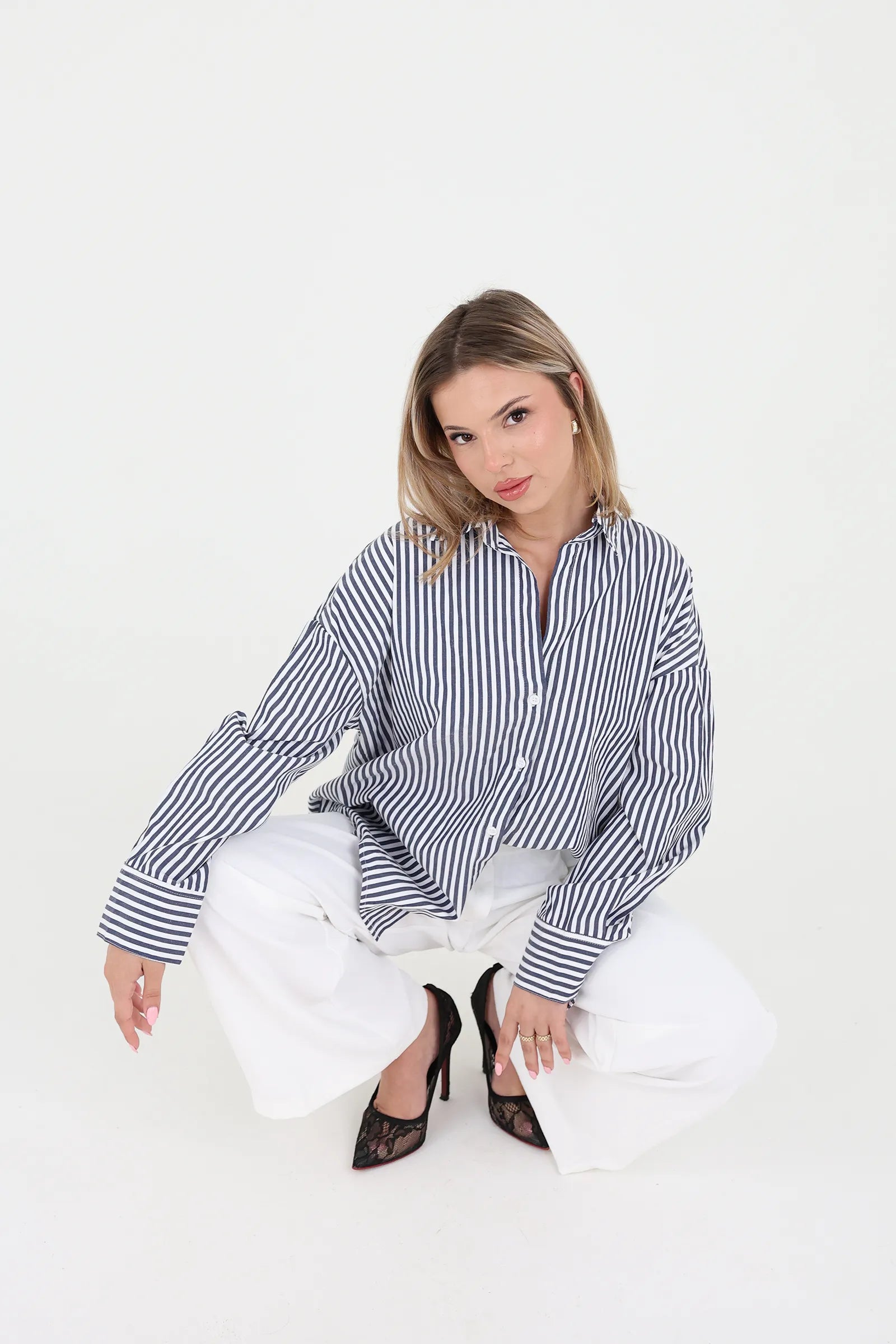 Kemishe blue&white striped