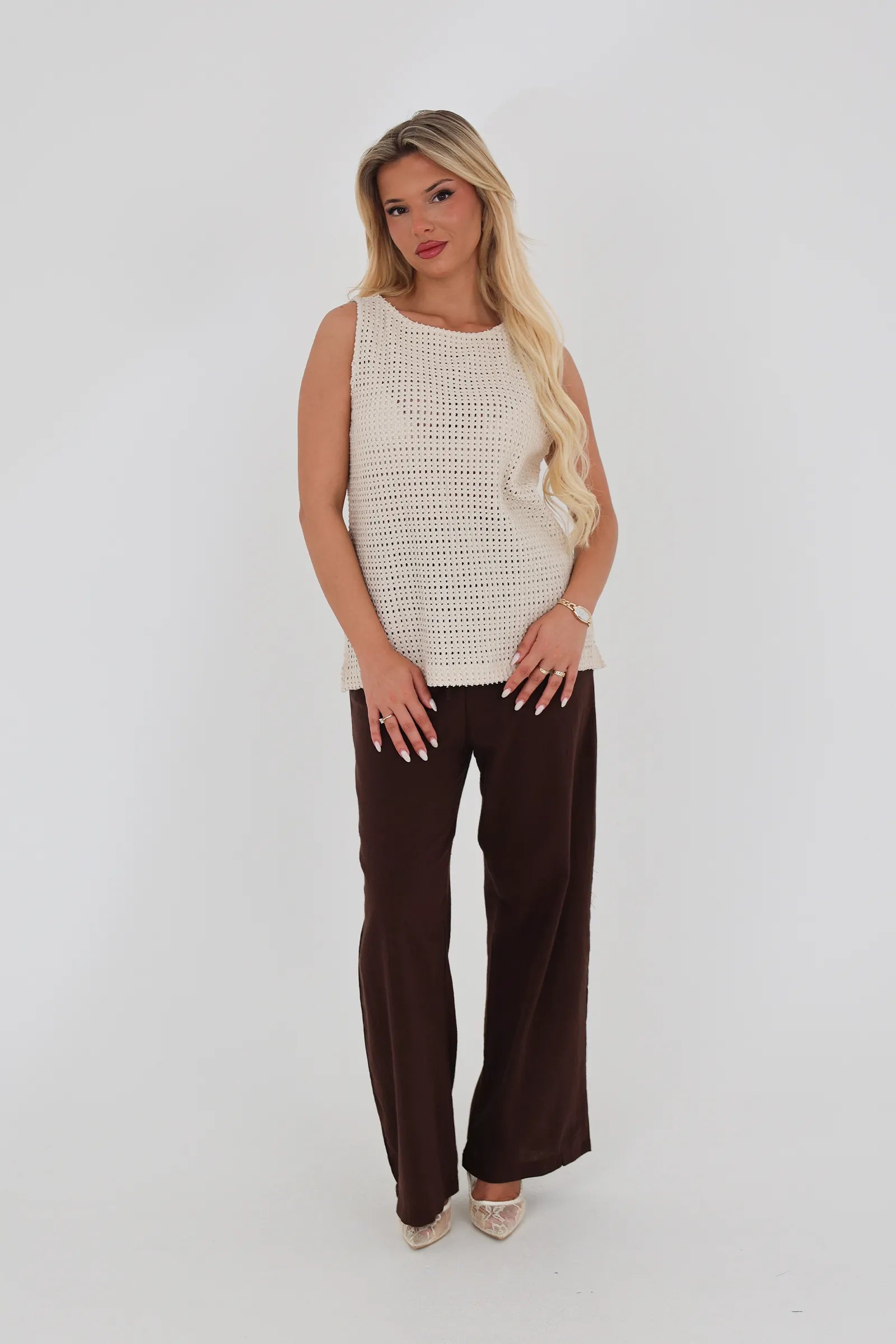 Pantallona linen elastic waist