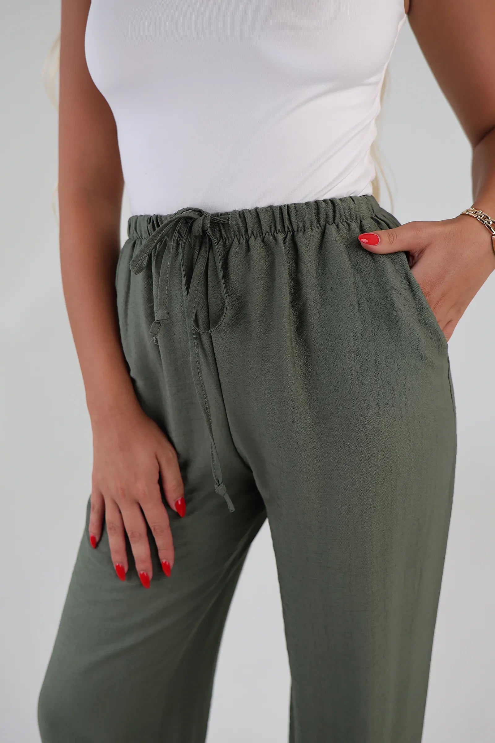 Pantallona linen wide leg