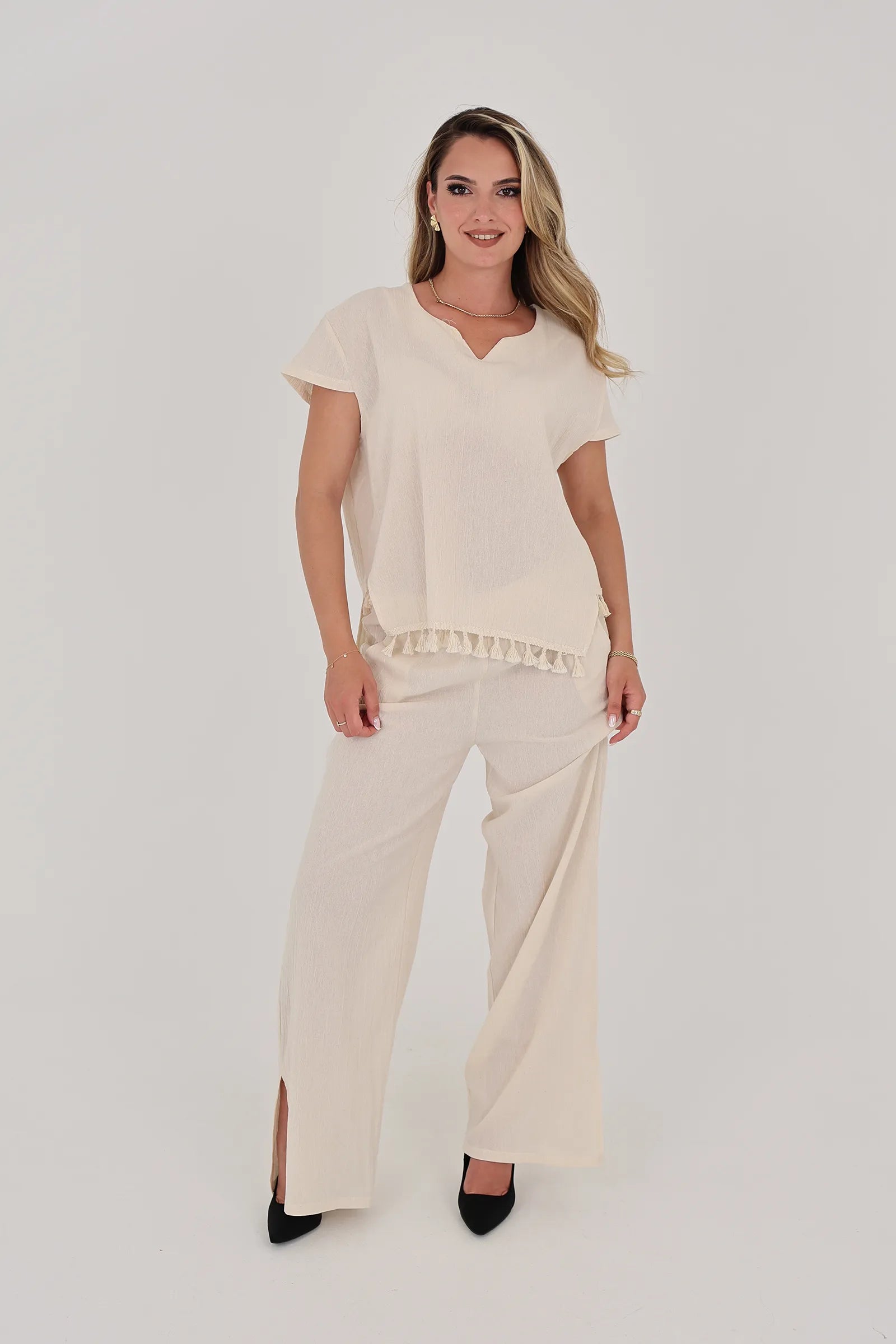 Pantallona relaxed wide leg