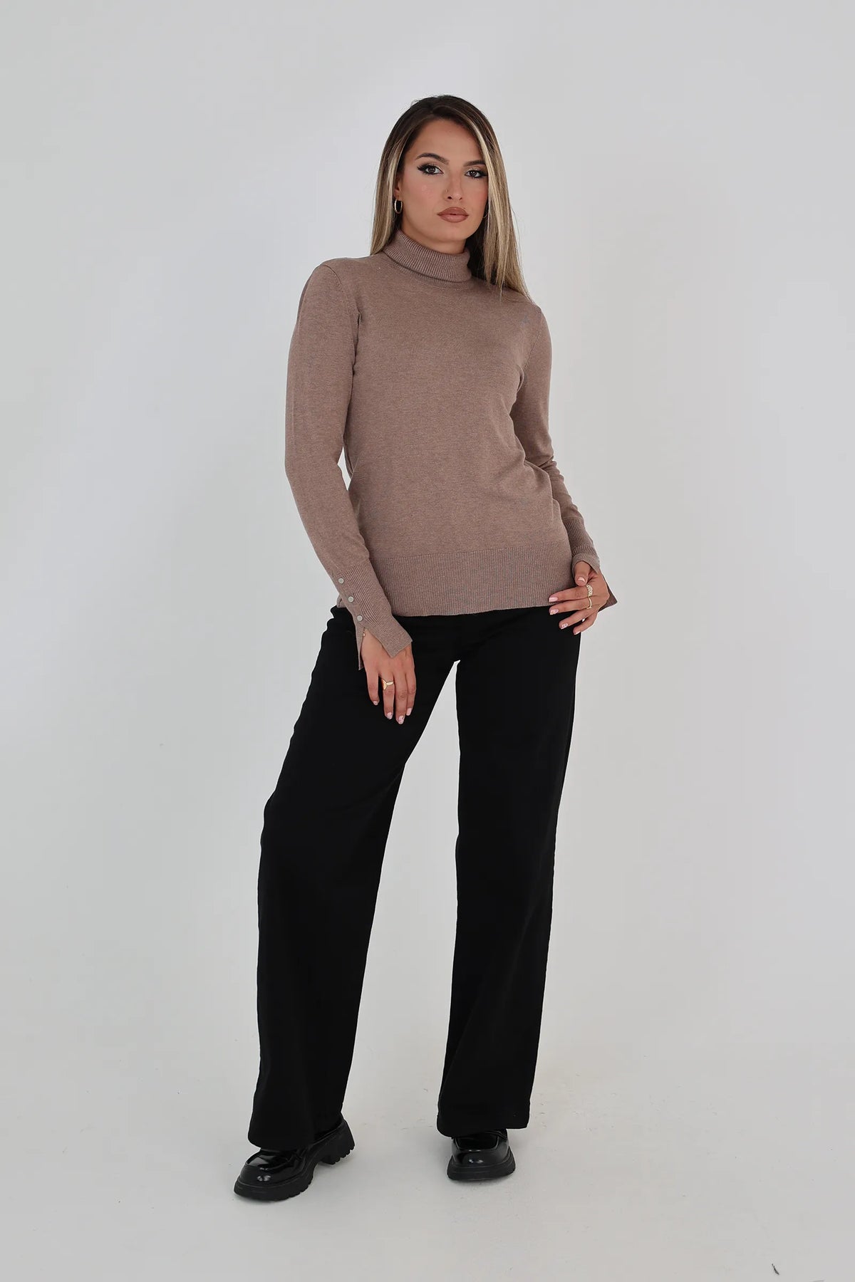Rrollke mock neck top