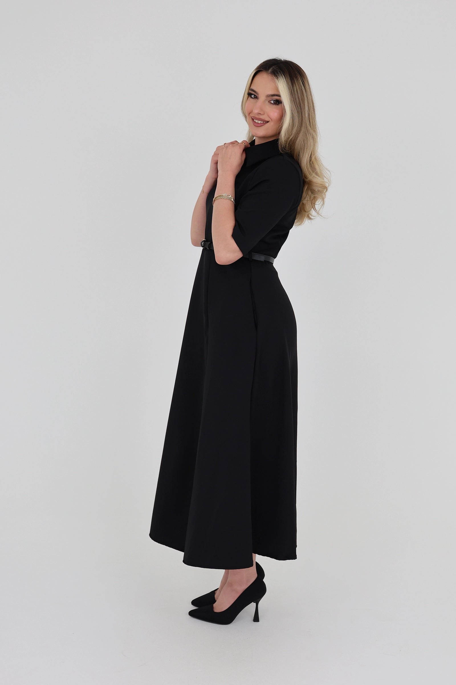 Fustan belted a-line