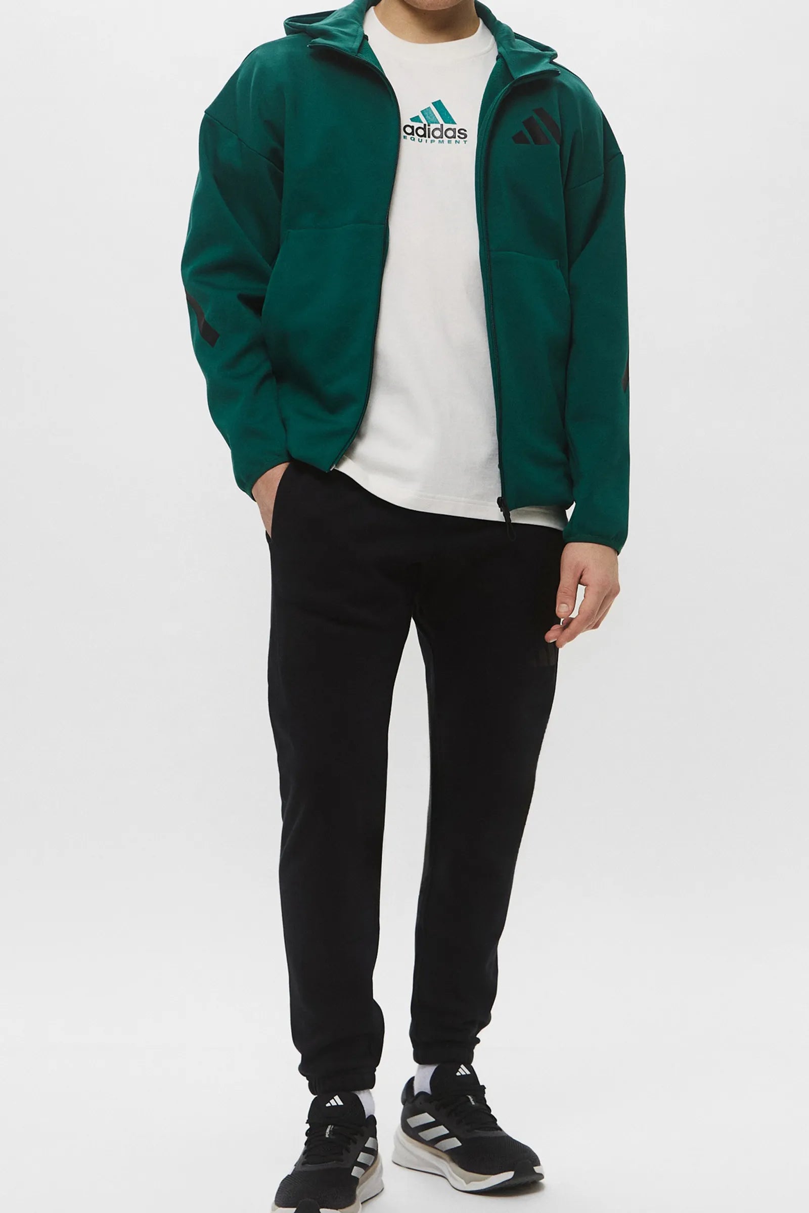 DUKS ADIDAS SPORTSWEAR ATHLETIC ZIP UP HOODIE Z.N.E IN EMERALD