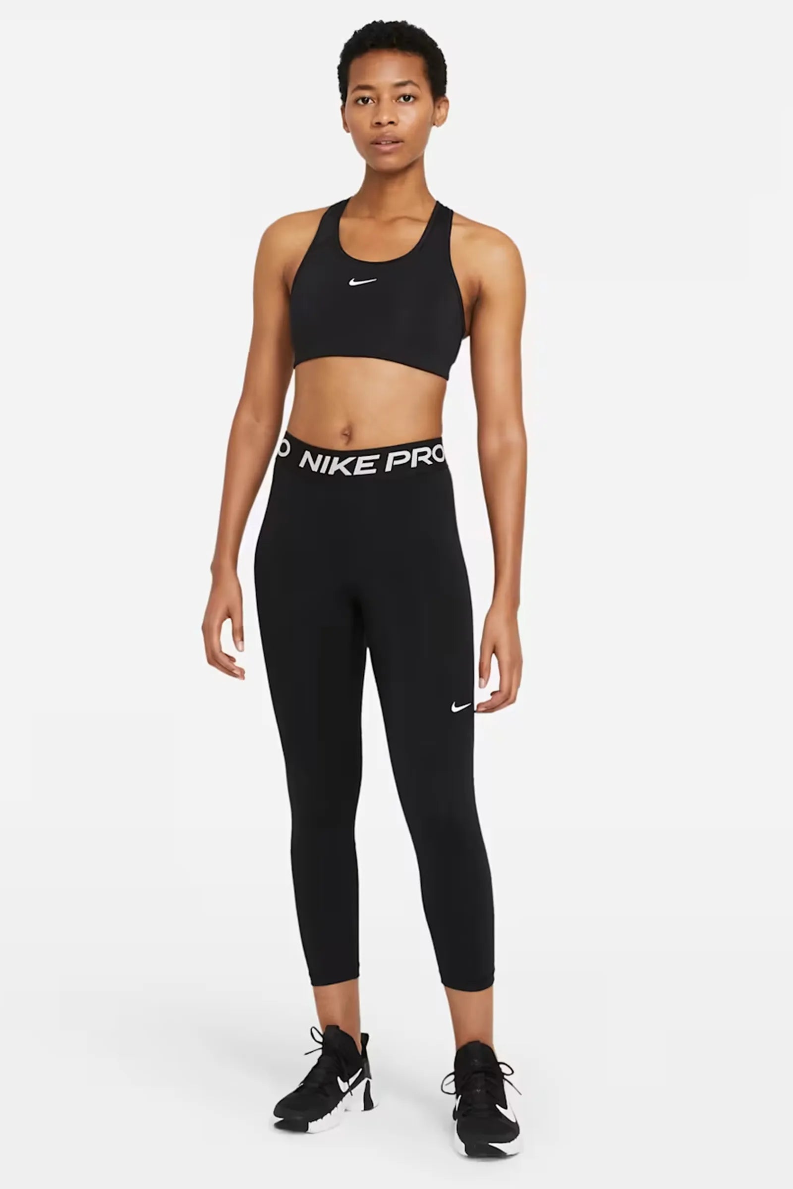 HELLANKE Nike Pro Women's Mid-Rise Crop Mesh-Panel Leggings