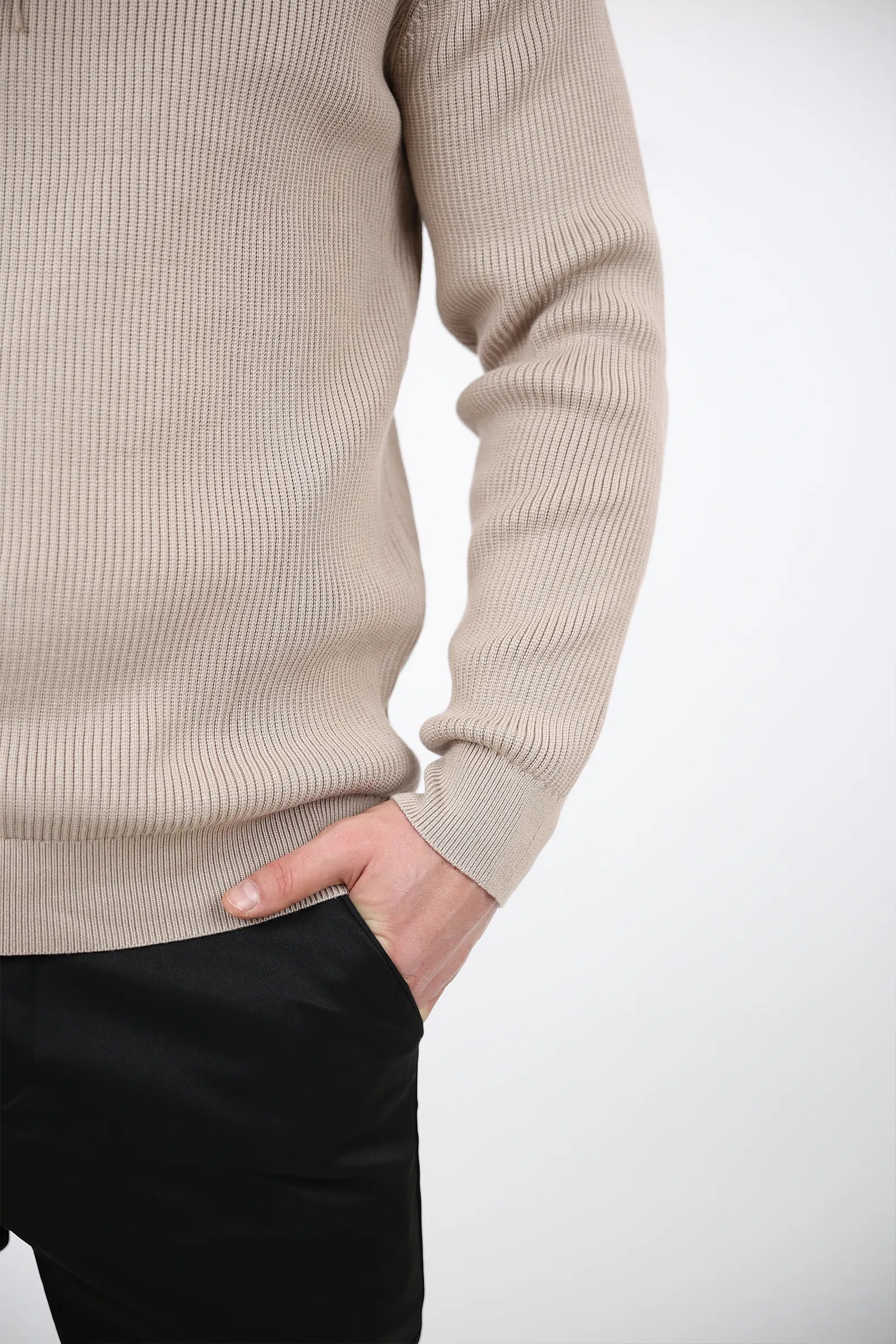 XHEMPER Funnel Neck Rib