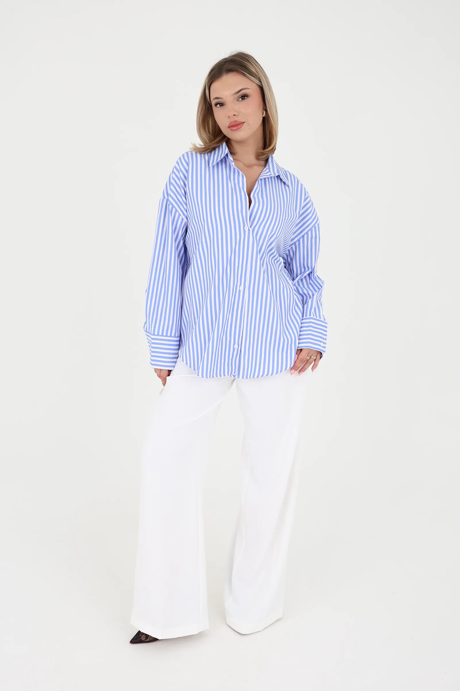 Kemishe blue&white striped