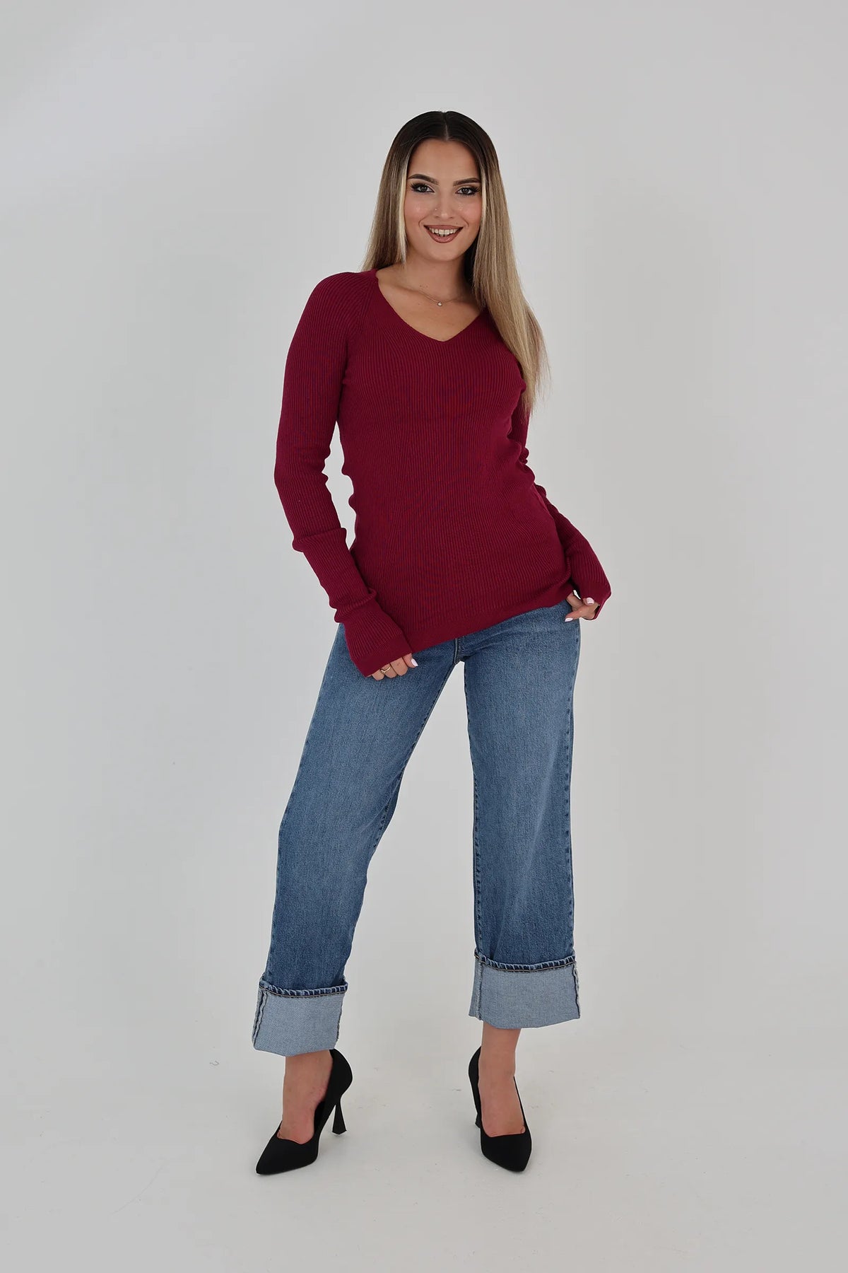 Bluze v-neck knit