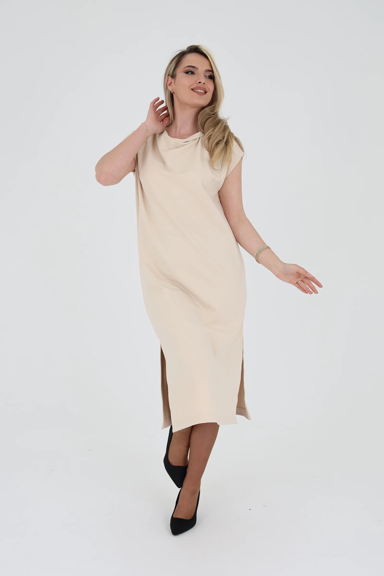 Fustan cowl neck