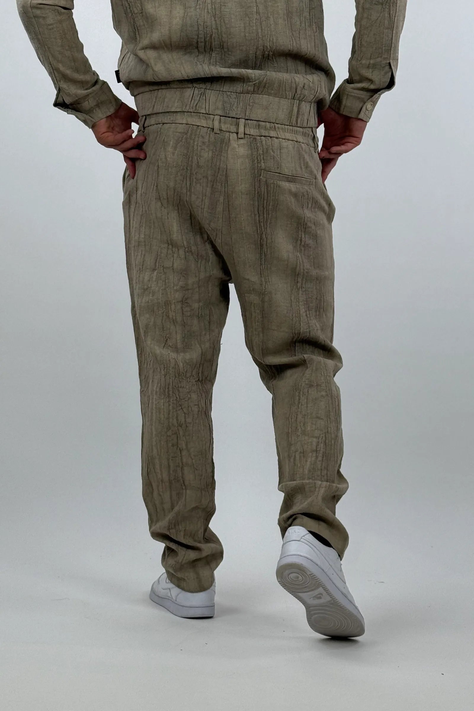 Pantallona crinkled linen harem