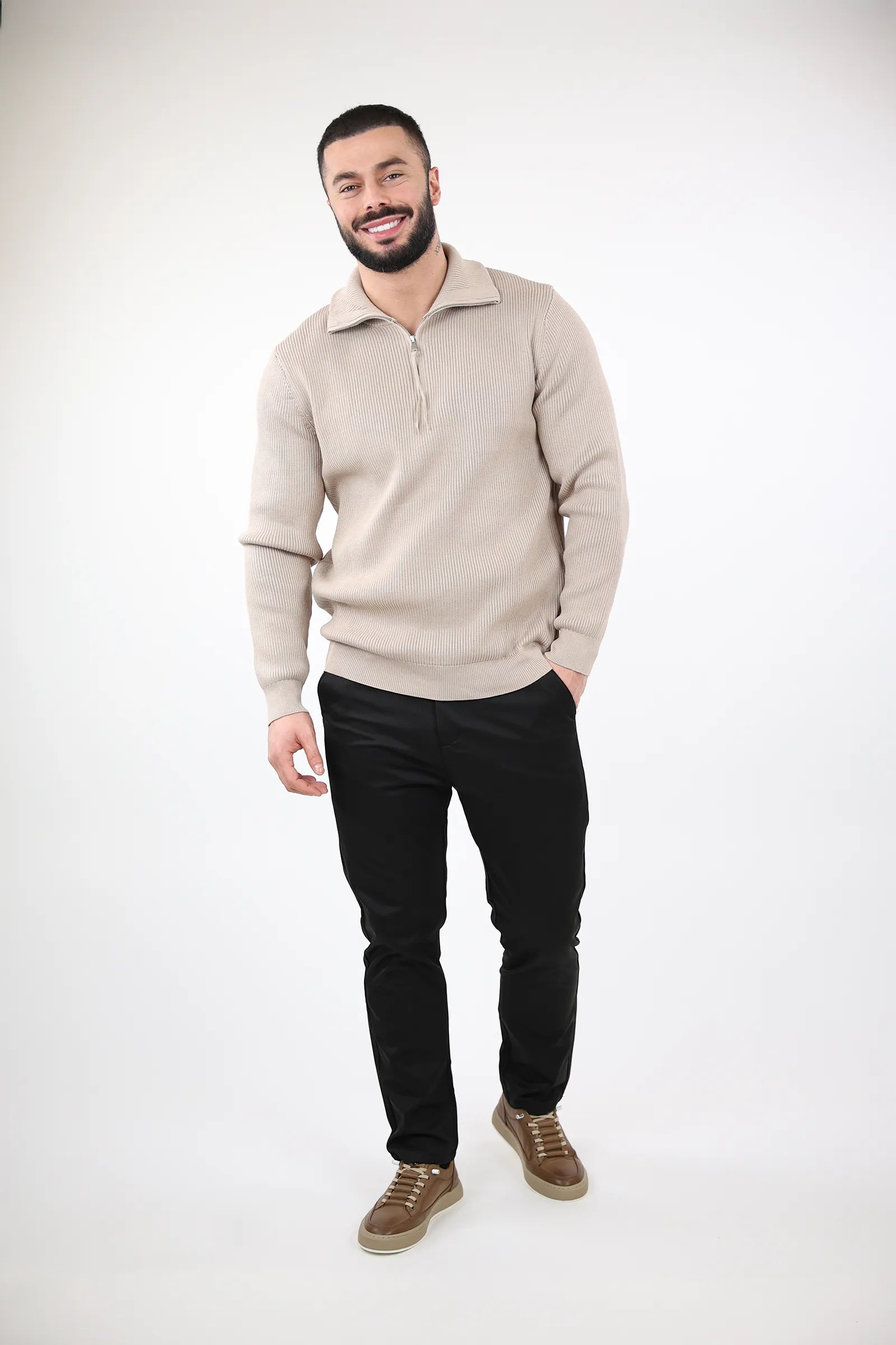 XHEMPER Funnel Neck Rib