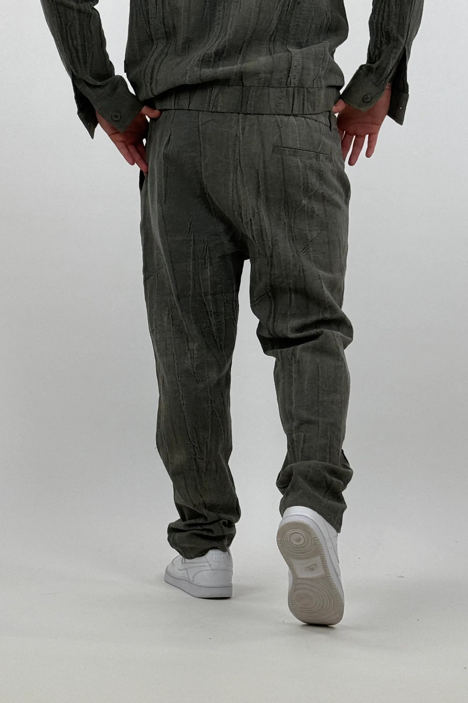 Pantallona crinkled linen harem