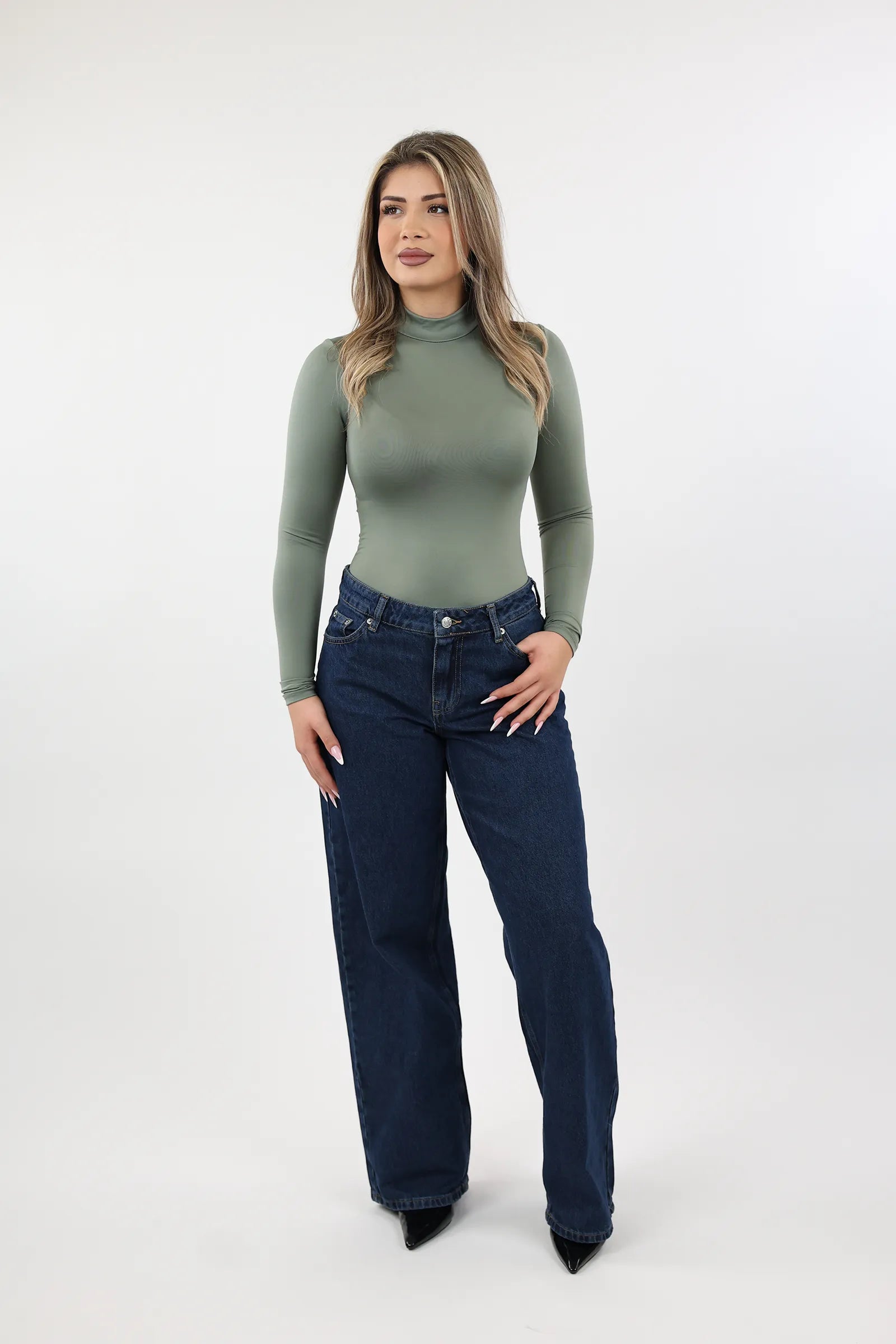 BLUZË GREEN MOCK NECK