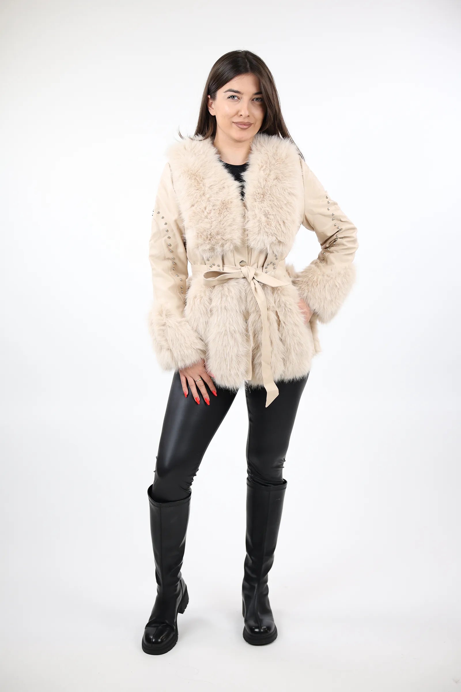 JAKNE  Fur Trim Belted